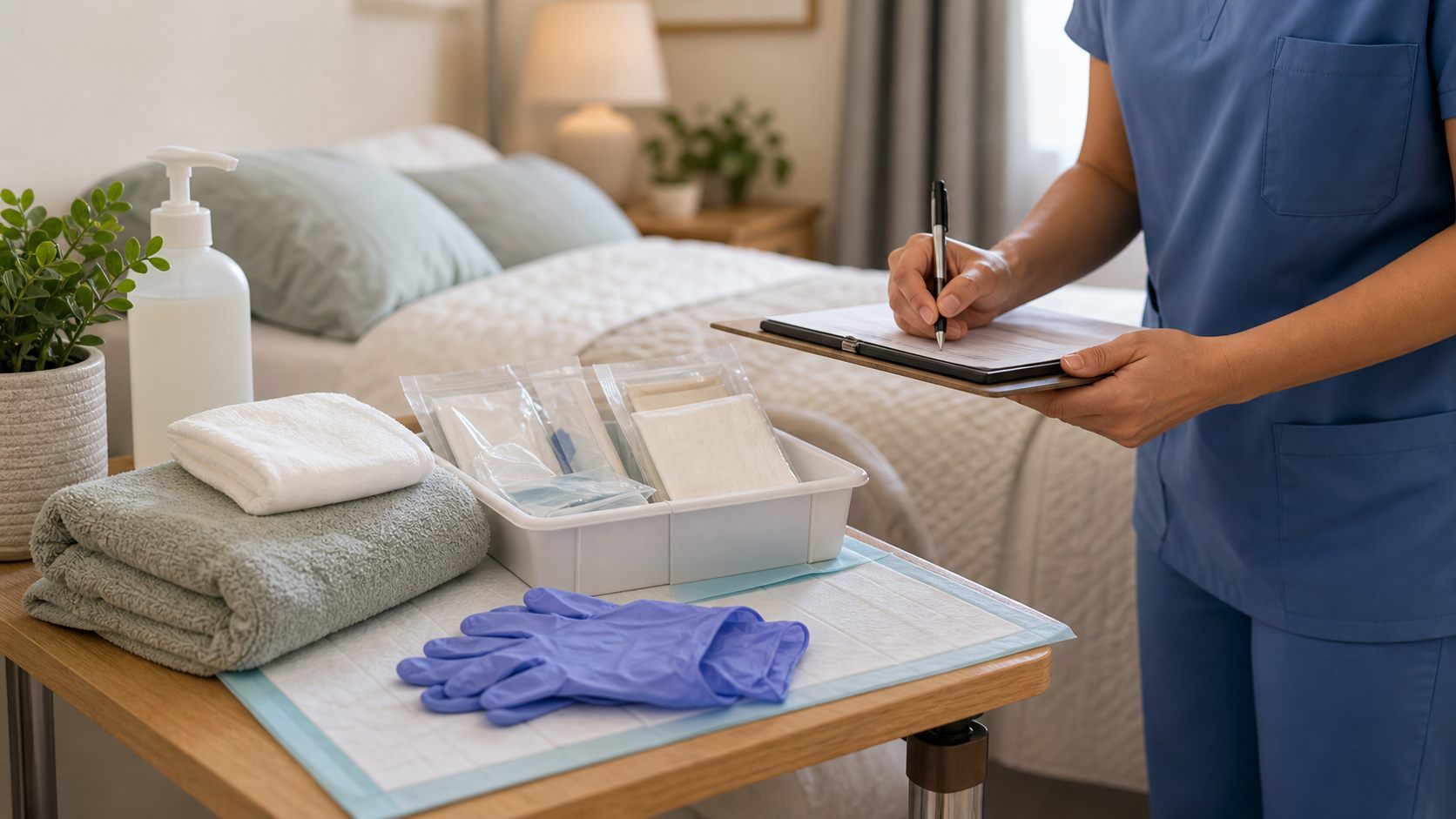 Private specimen collection supplies and care notes prepared at home